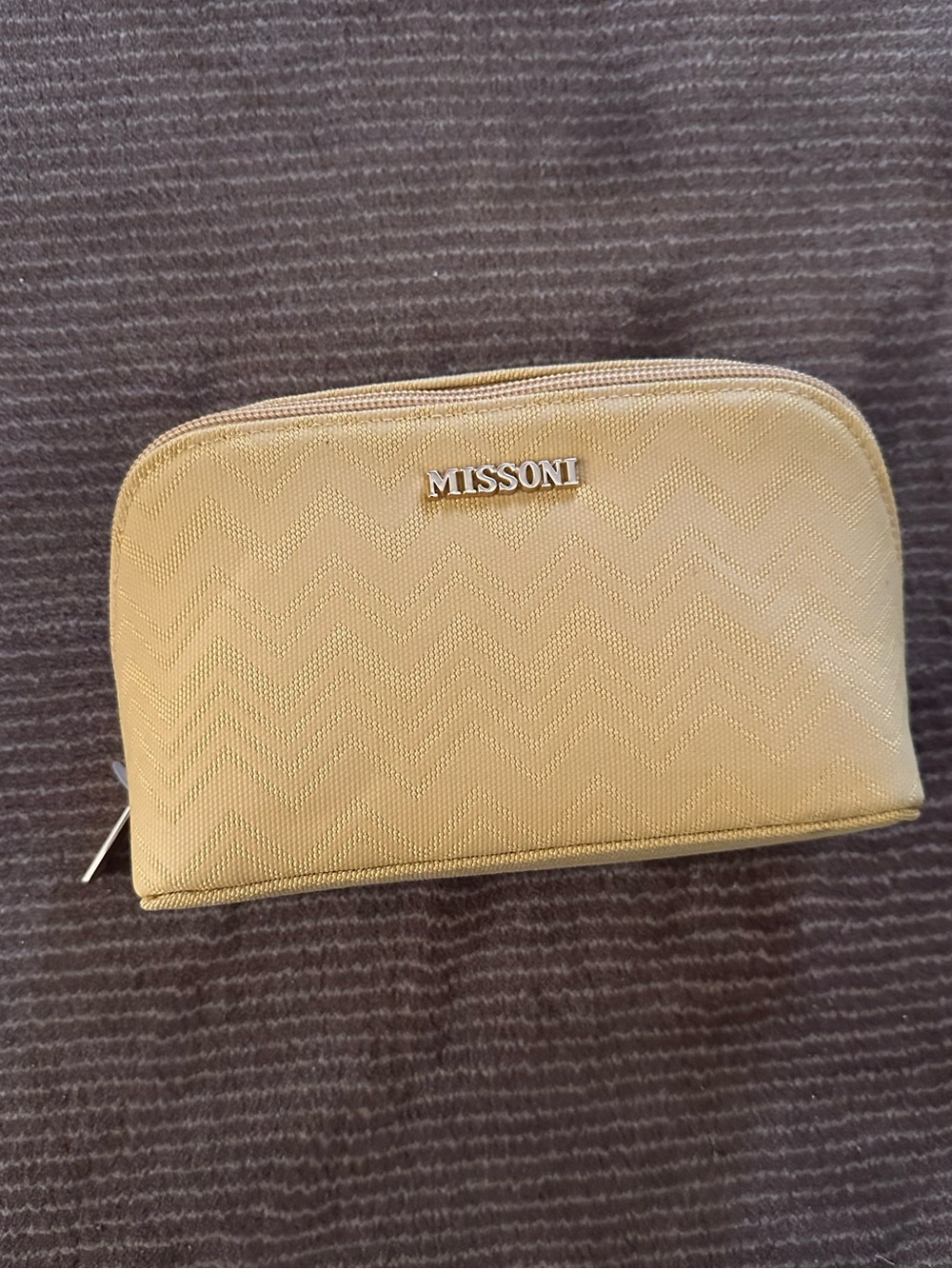 MISSONI Yellow Chevron Zip Pouch - DELTA ONE AMENITY BAG